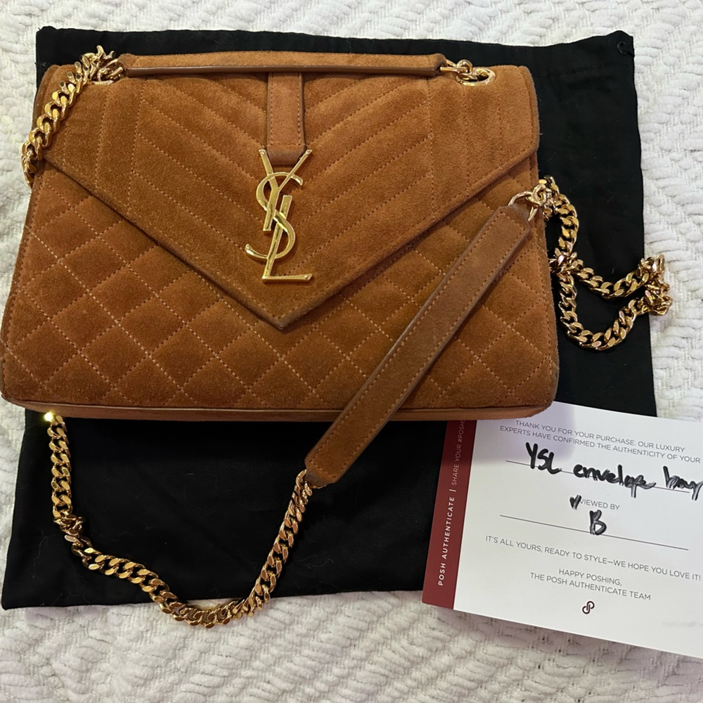 YSL Suede Medium Envelope Crossbody